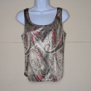 VTG Y2K Hot Stuff Tank Top Paisley Print Shinmering